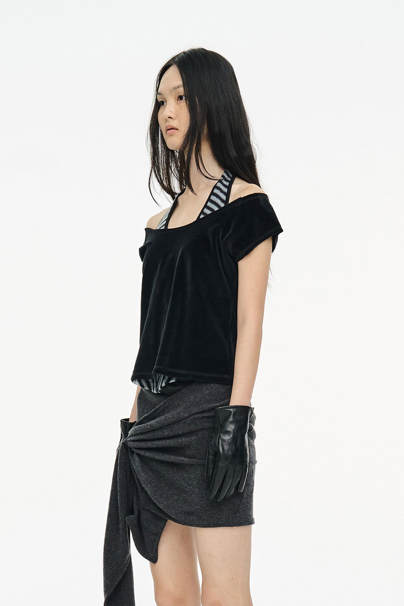 VELVET RAGLAN TOP / BLACK