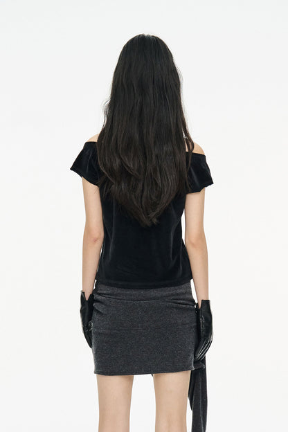 VELVET RAGLAN TOP / BLACK