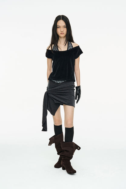 VELVET RAGLAN TOP / BLACK