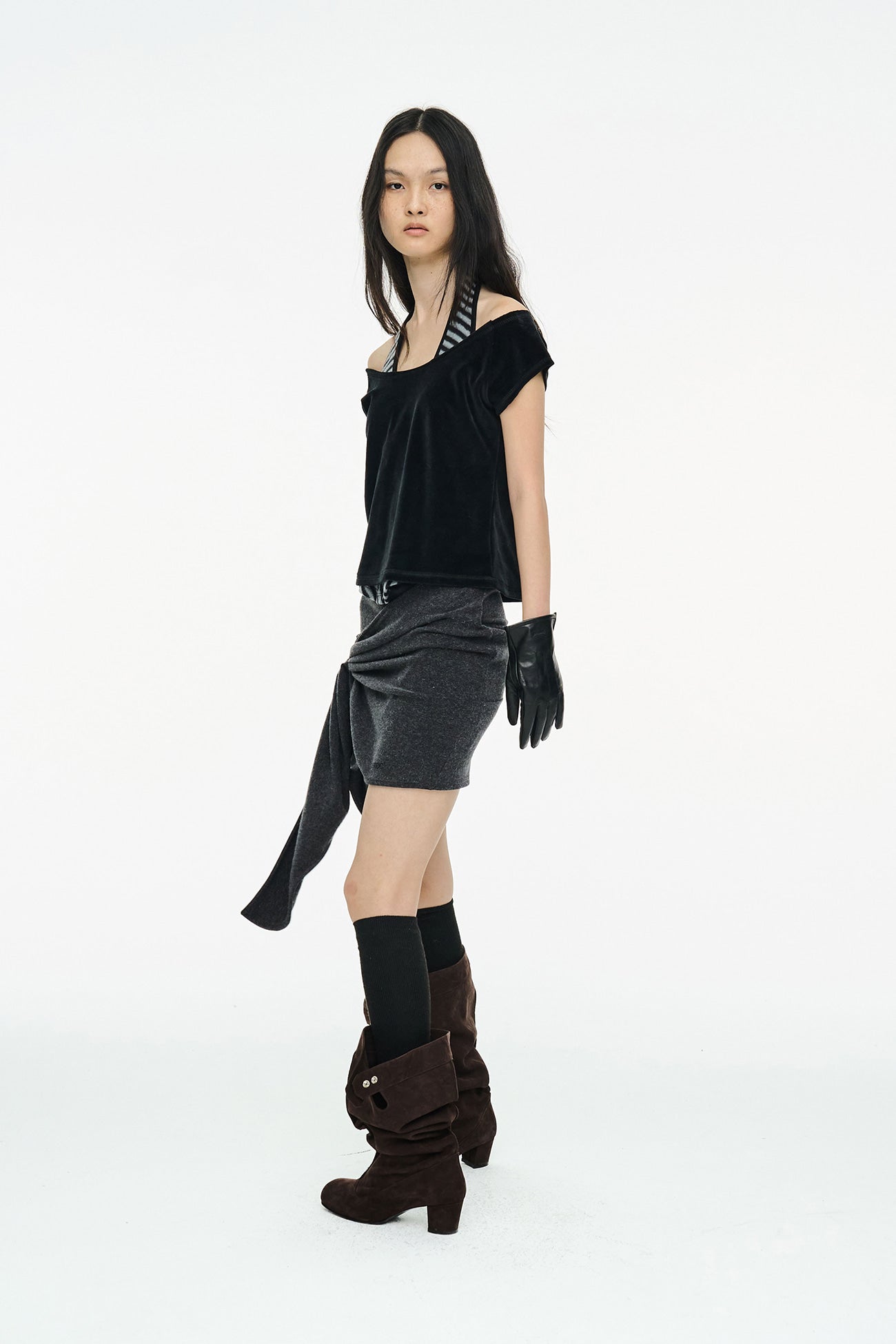 VELVET RAGLAN TOP / BLACK