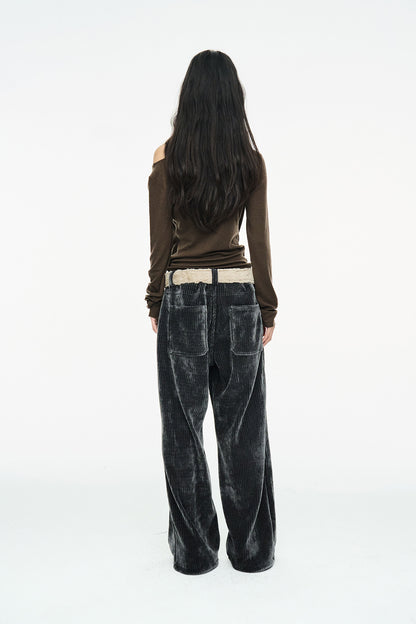 CORDUROY STRING PANTS / CHARCOAL