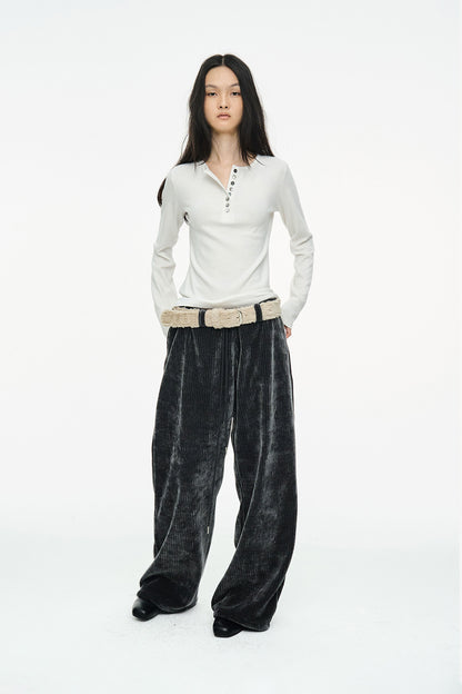 CORDUROY STRING PANTS / CHARCOAL