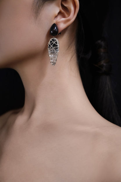 Li Realm Crystal Dome Dazzling Light Trace Large Earring Silver