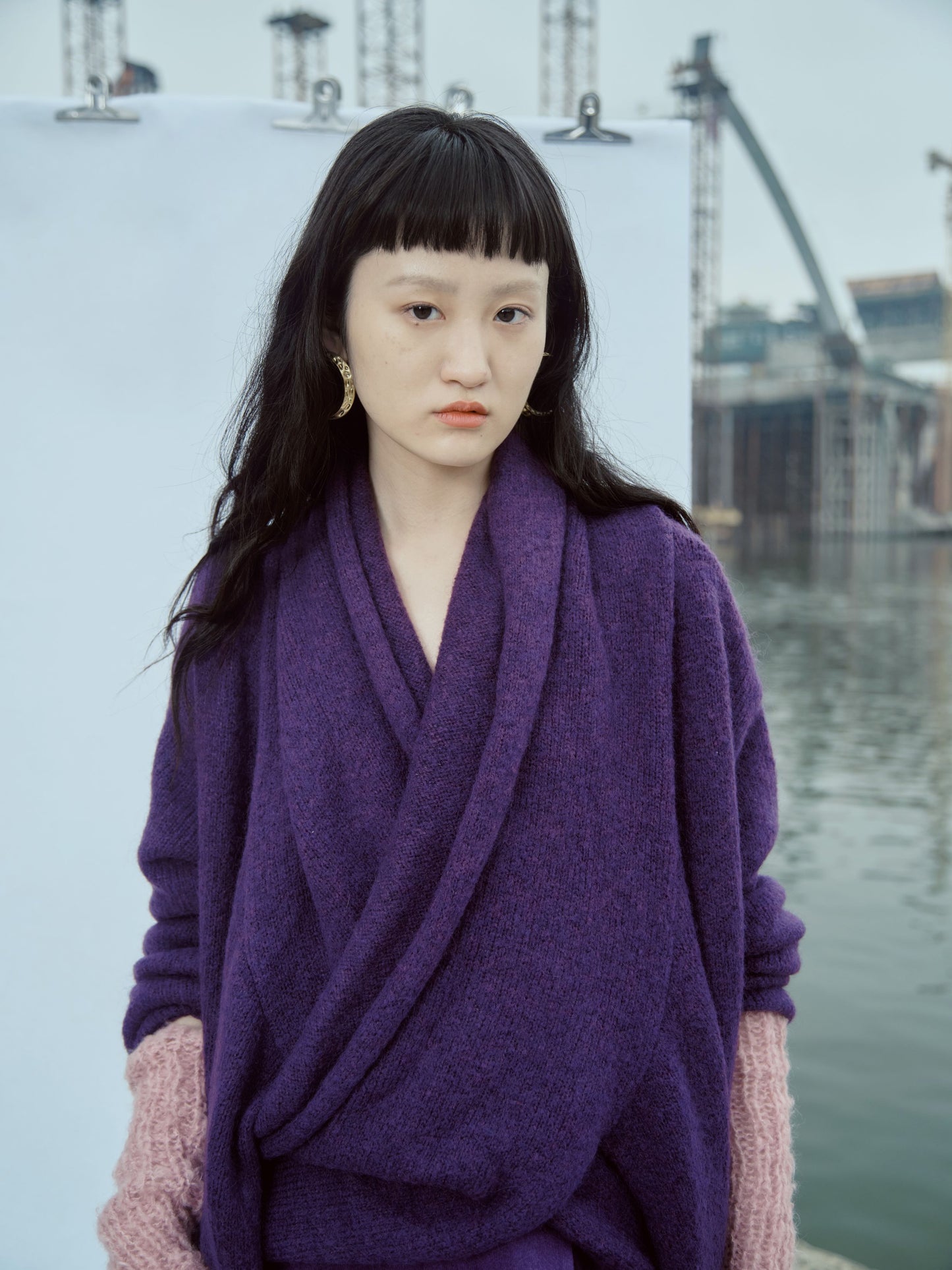 Dusk's End Knitted Top in Purple