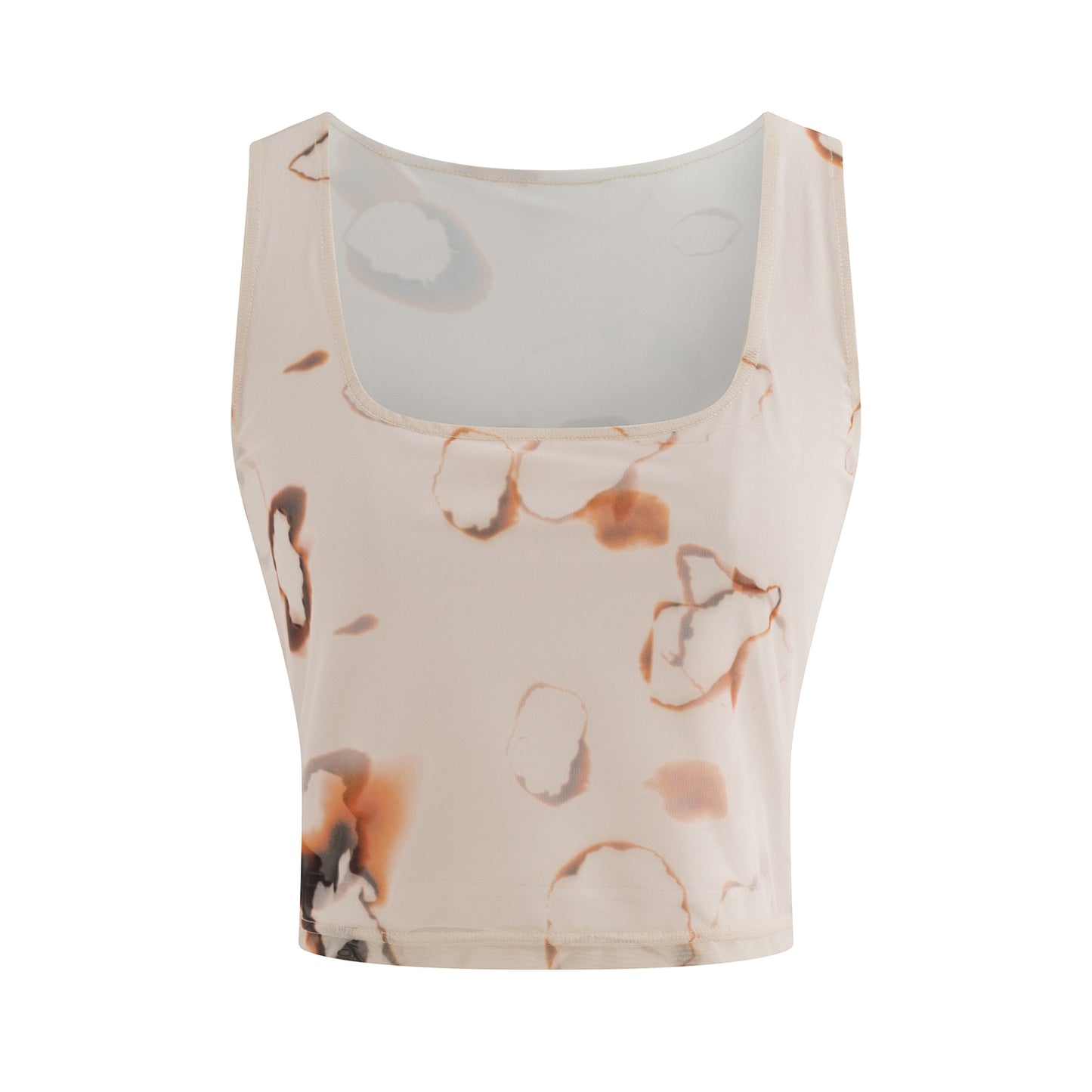 Elastic Double-Layer Burnt-Out Print Tank Top