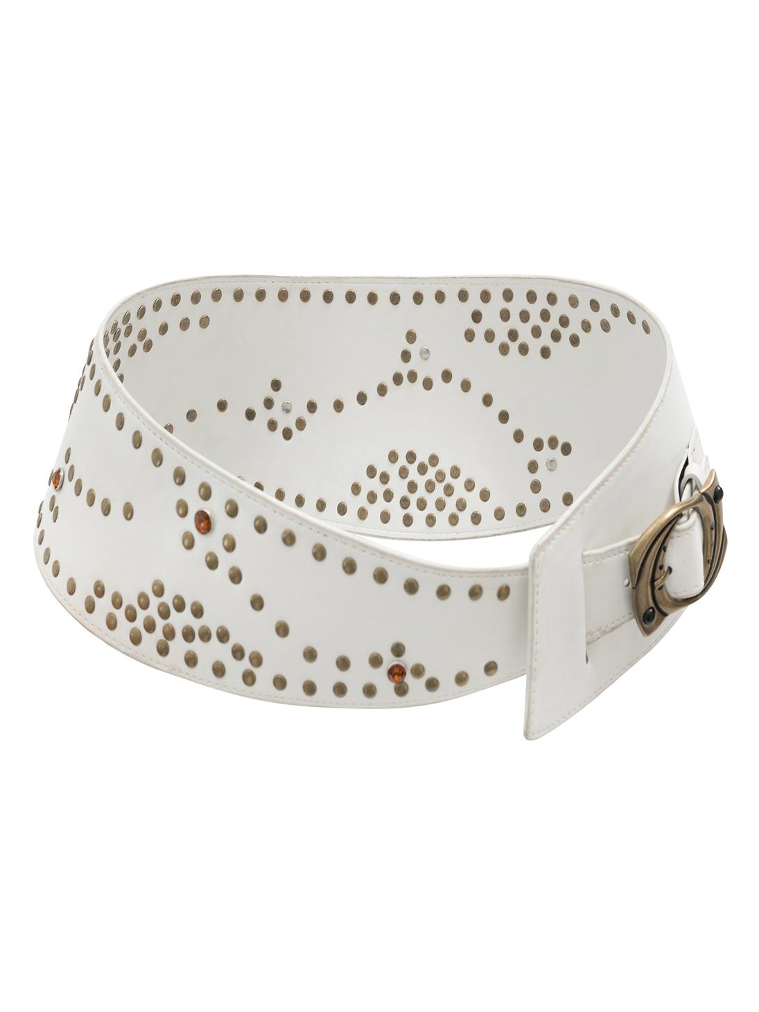 Vintage Irregular Wide Leather Belt with Rivets