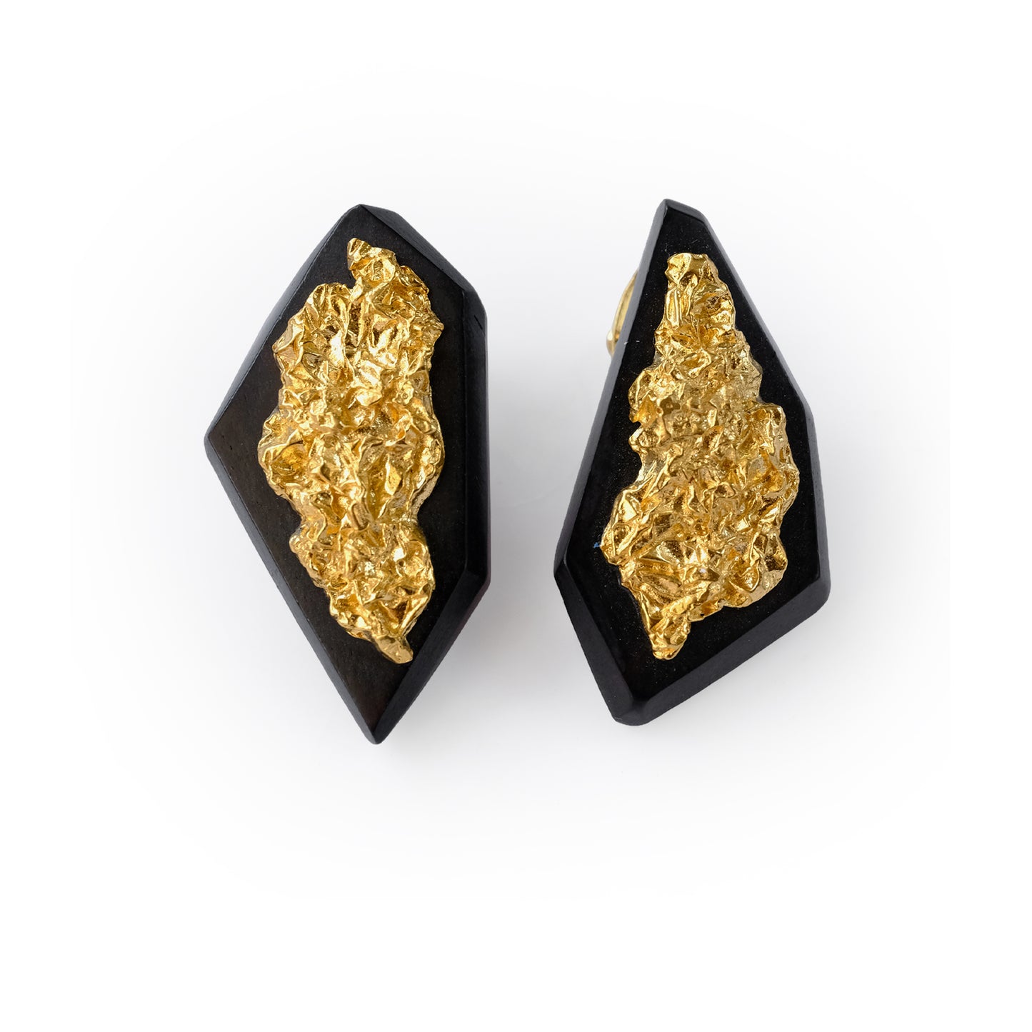 Refracted Light Asymmetric Large Ear Stud Ebony Gold