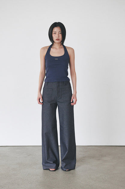 HALTER SLEEVELESS - NAVY