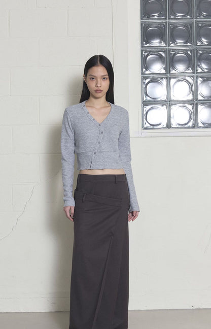 DOUBLE WAIST WRAP SKIRTS BROWN