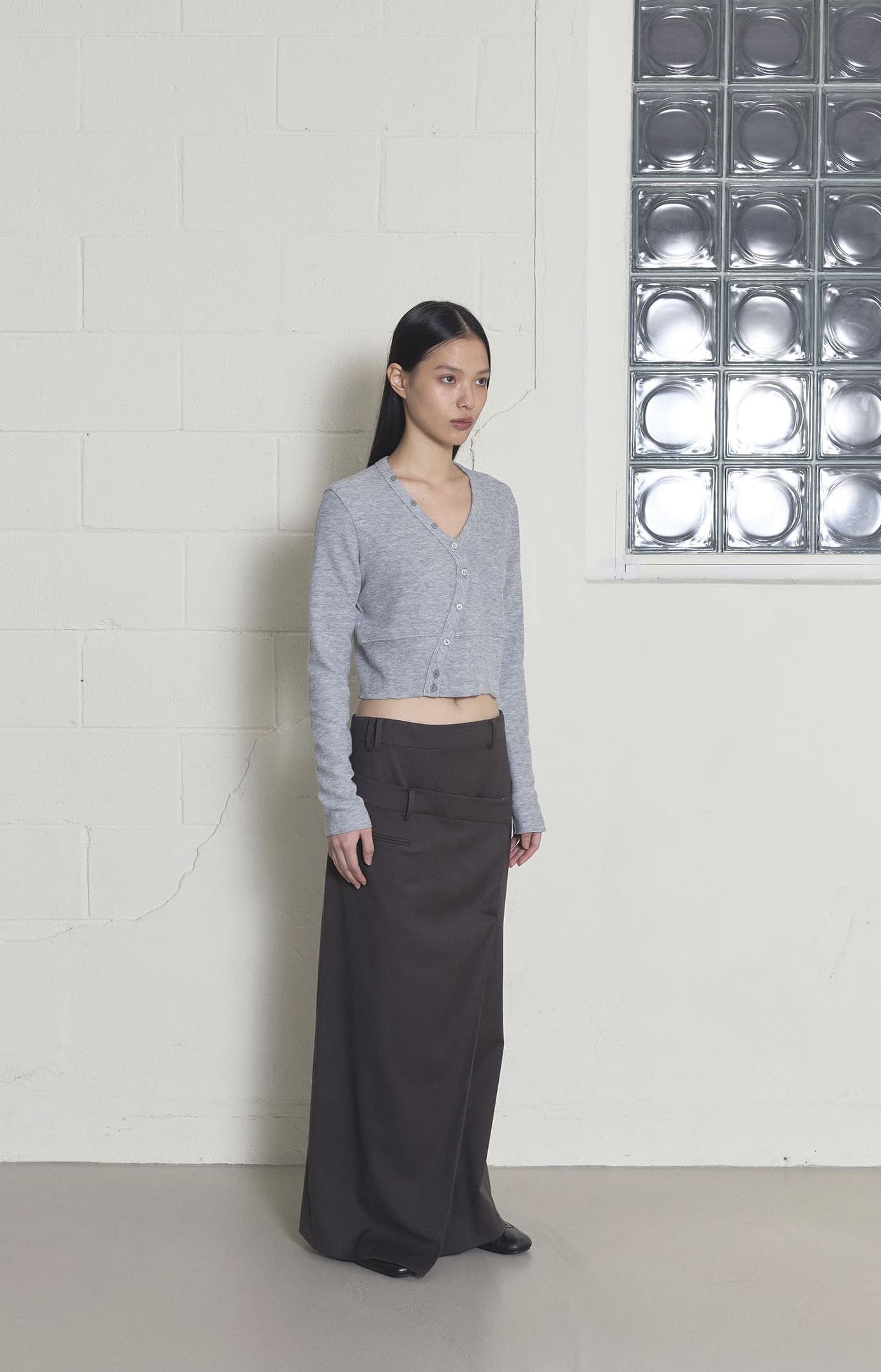 DOUBLE WAIST WRAP SKIRTS BROWN