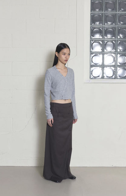 DOUBLE WAIST WRAP SKIRTS BROWN