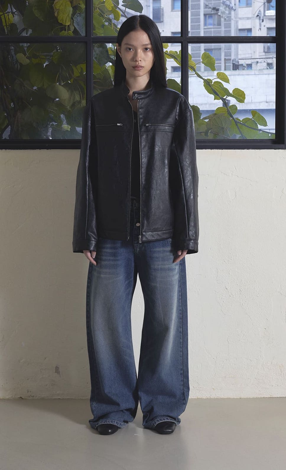 LEATHER ZIP-UP JACKET