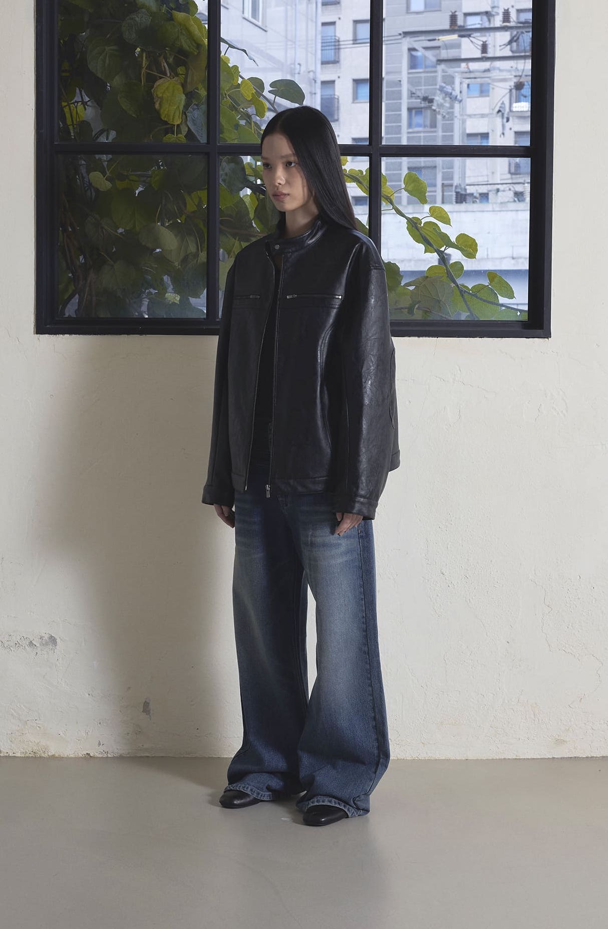 LEATHER ZIP-UP JACKET