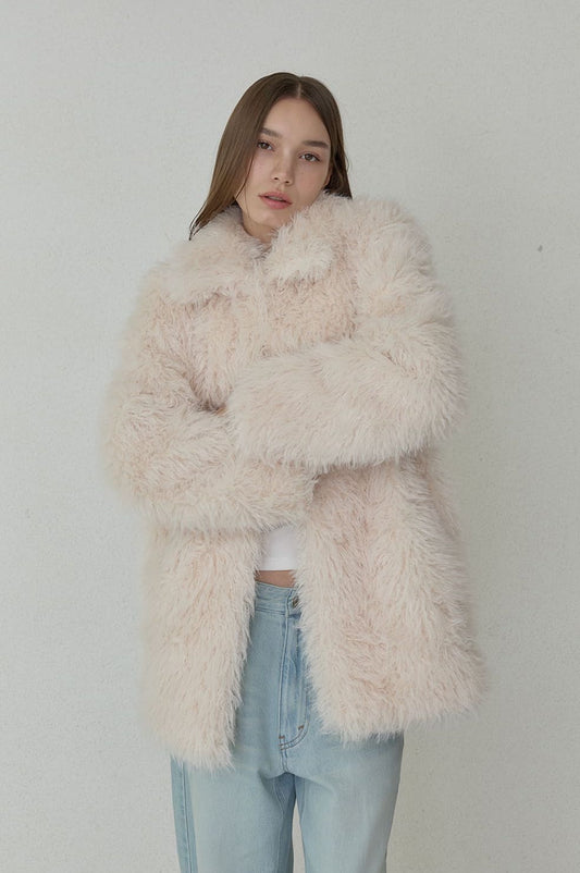 FLUFFY FUR JACKET - IVORY