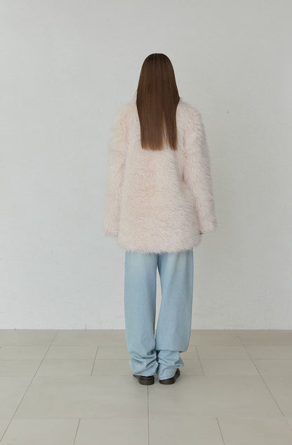FLUFFY FUR JACKET - IVORY