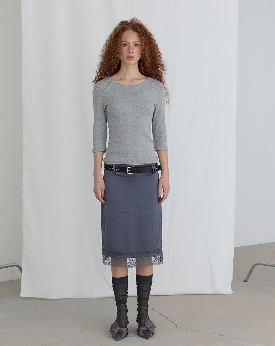 CLASSY SATIN MIDI SKIRTS GREY