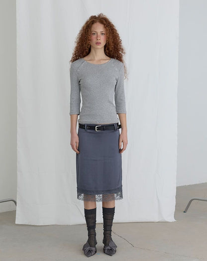 CLASSY SATIN MIDI SKIRTS GREY