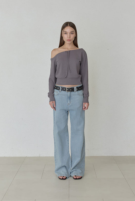 WASHED STRIPE DENIM PANTS