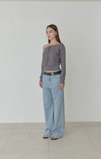 WASHED STRIPE DENIM PANTS