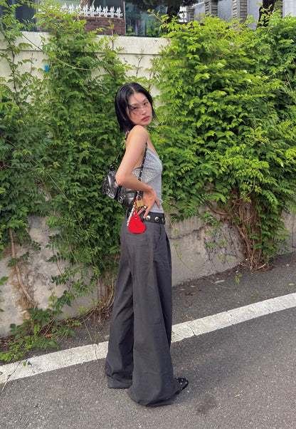 OVERSIZED VTG STRIPE TROUSERS - CHARCOAL