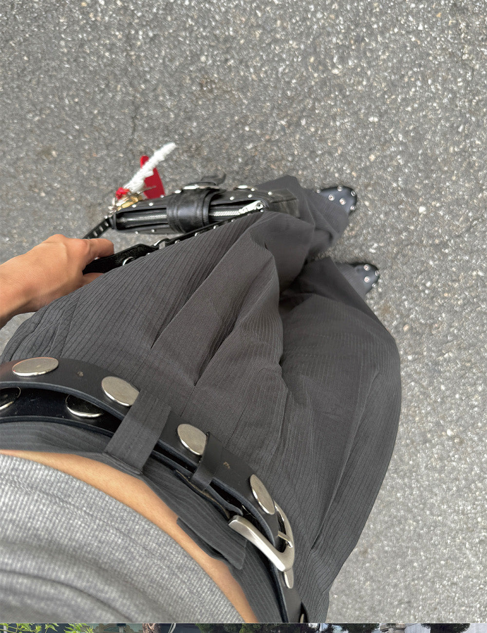 OVERSIZED VTG STRIPE TROUSERS - CHARCOAL