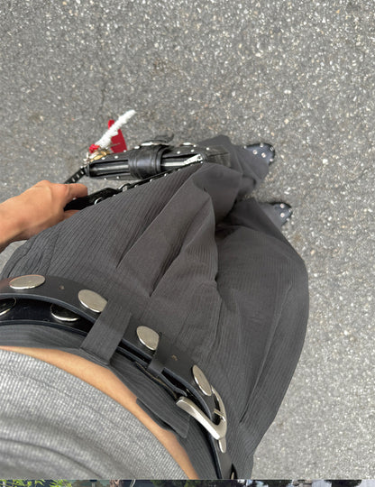 OVERSIZED VTG STRIPE TROUSERS - CHARCOAL