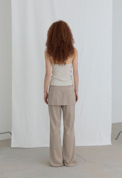 FOLDED SKIRTS OVER PANTS - BEIGE