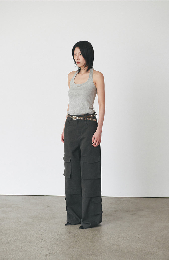 CARGO UTILITY COTTON PANTS - CHARCOAL