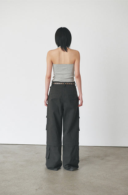 CARGO UTILITY COTTON PANTS - CHARCOAL