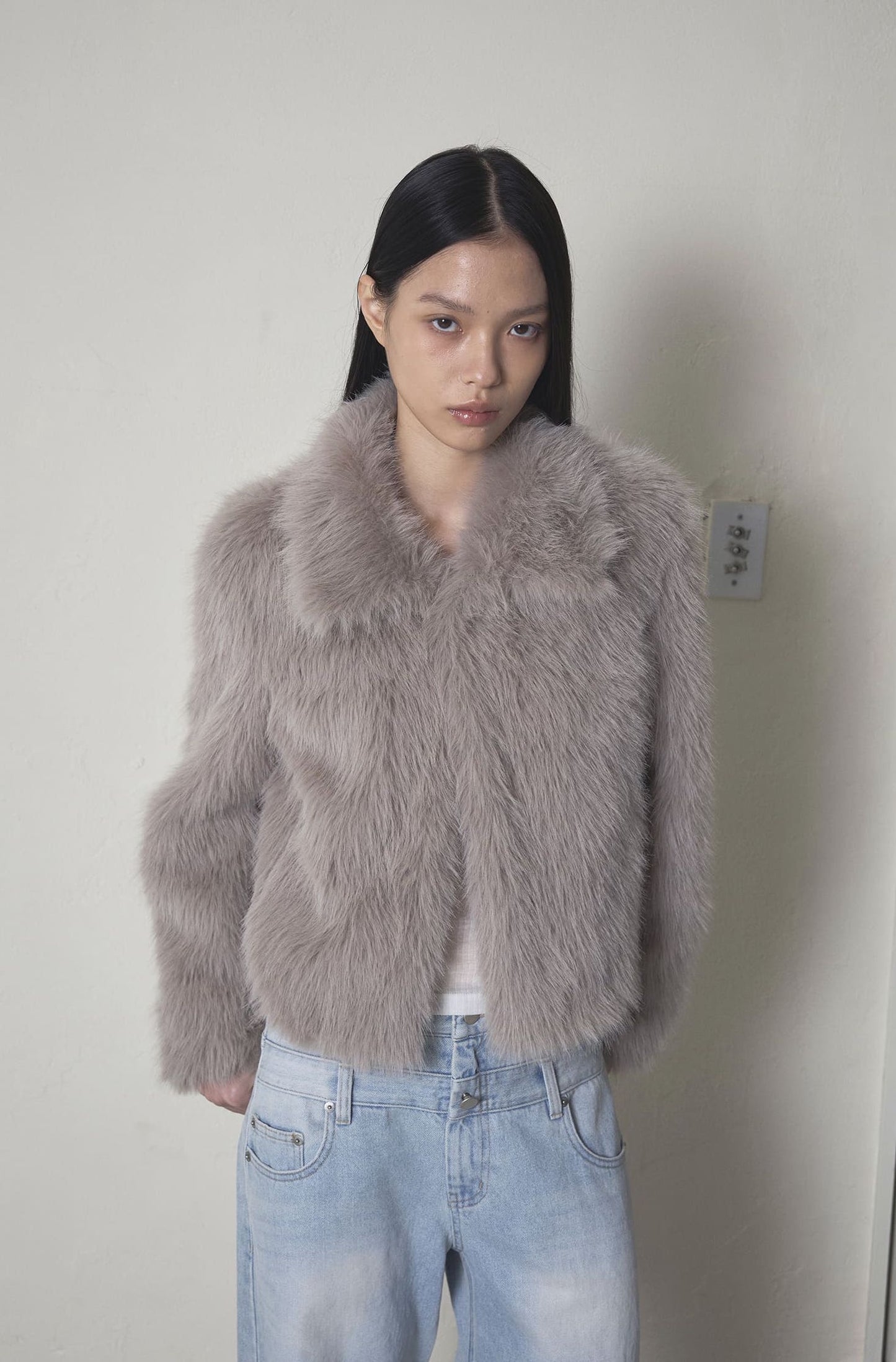 FAUX FUR JACKET ASH GREY