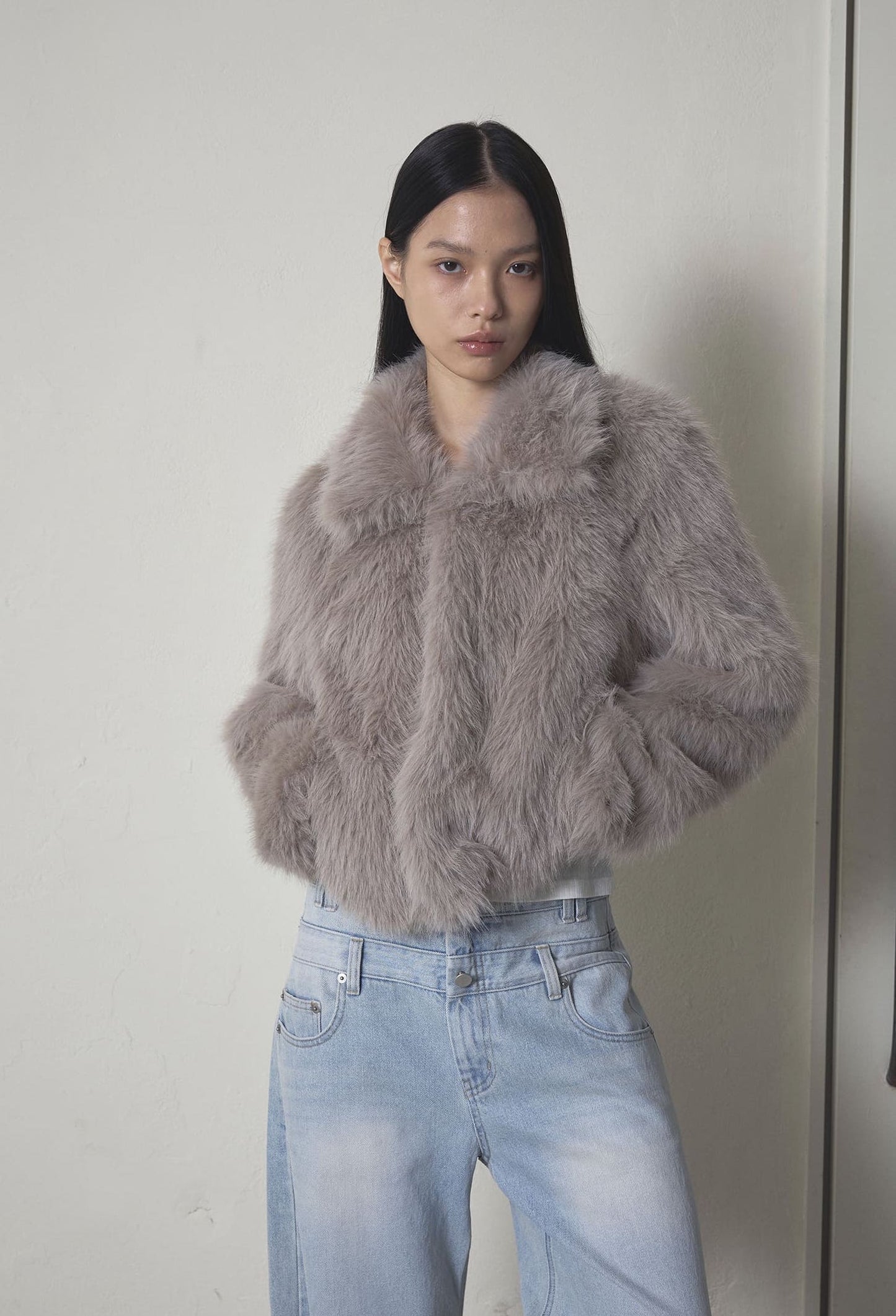 FAUX FUR JACKET ASH GREY
