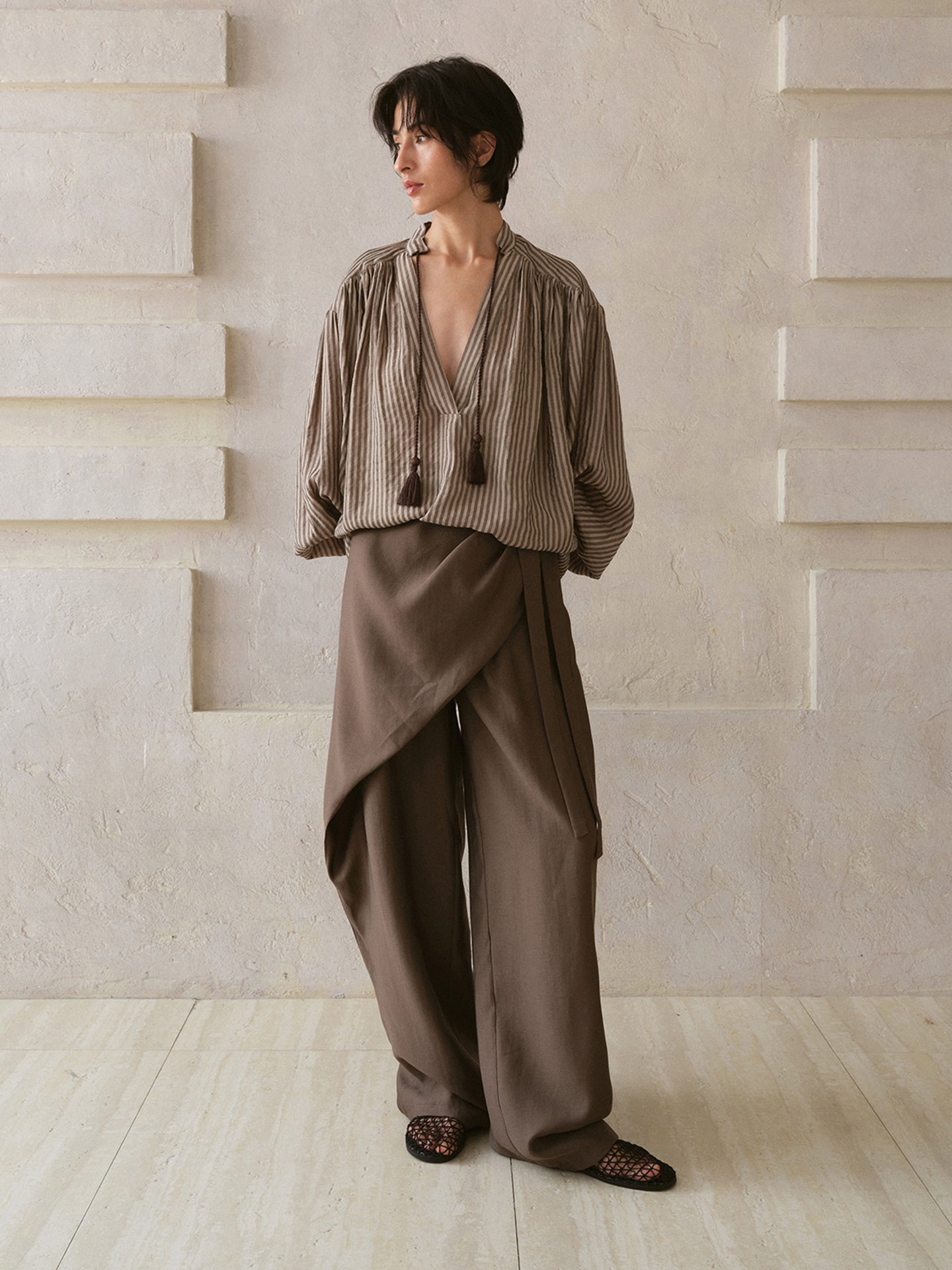 Earl Grey Pleated Top