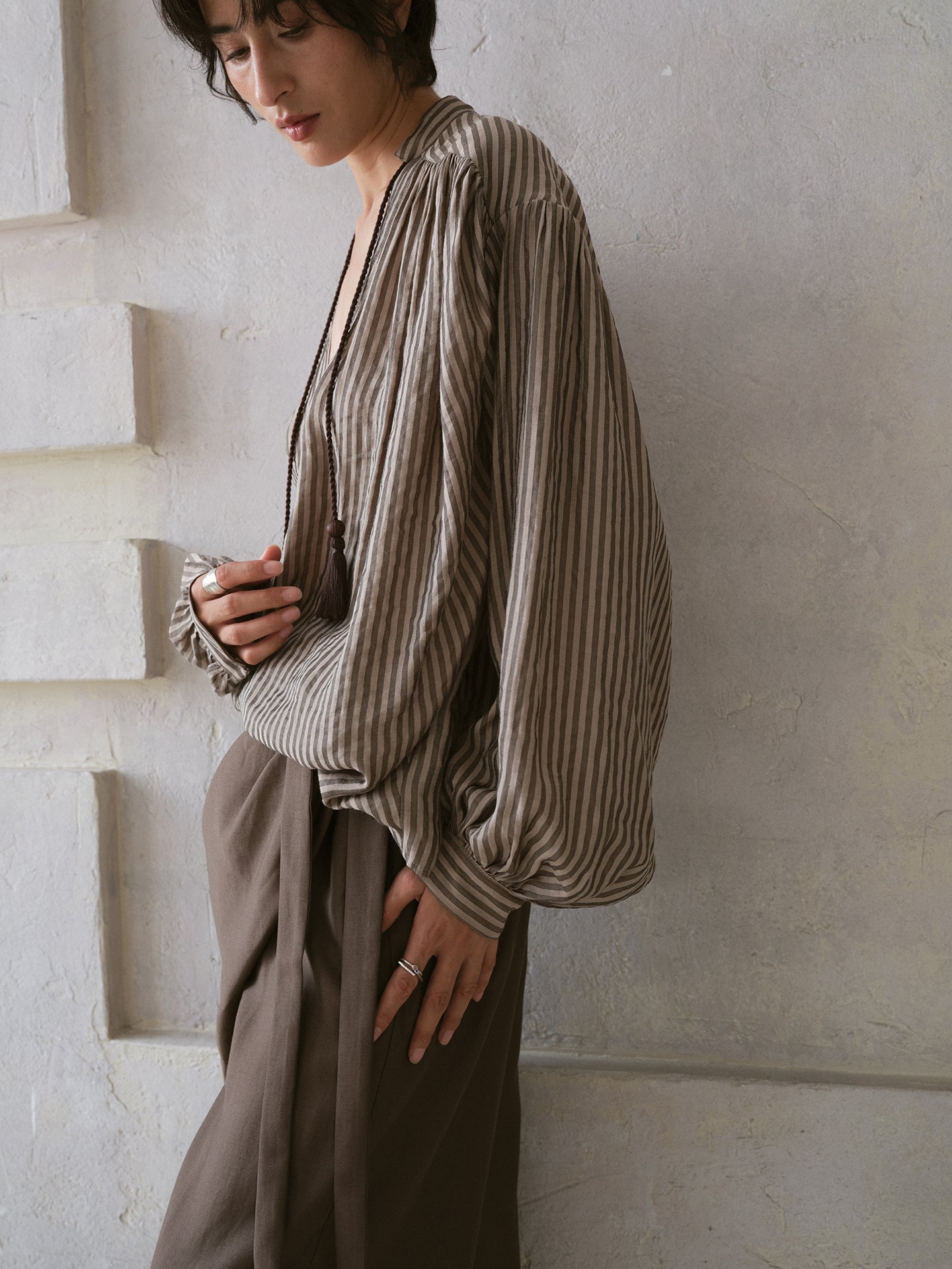 Earl Grey Pleated Top