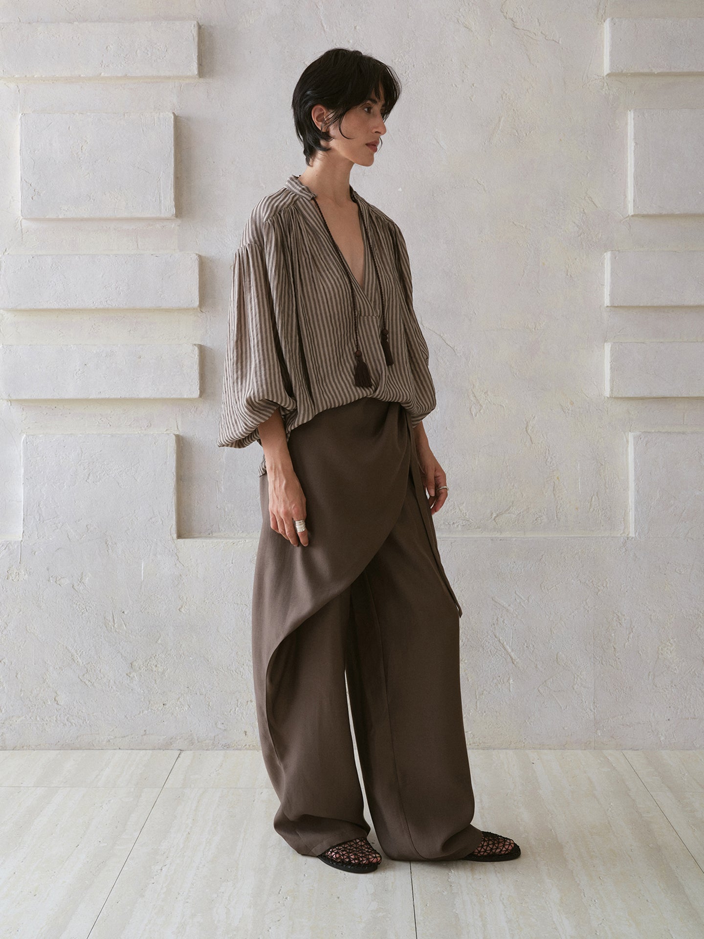 Earl Grey Pleated Top