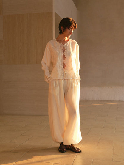 Ivory Embroidery Easy Shirt
