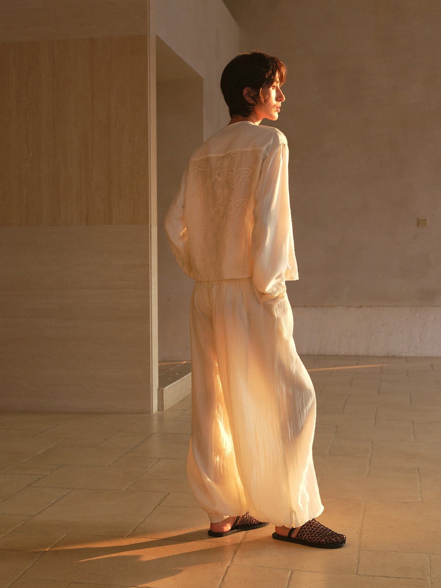 Ivory Embroidery Easy Shirt