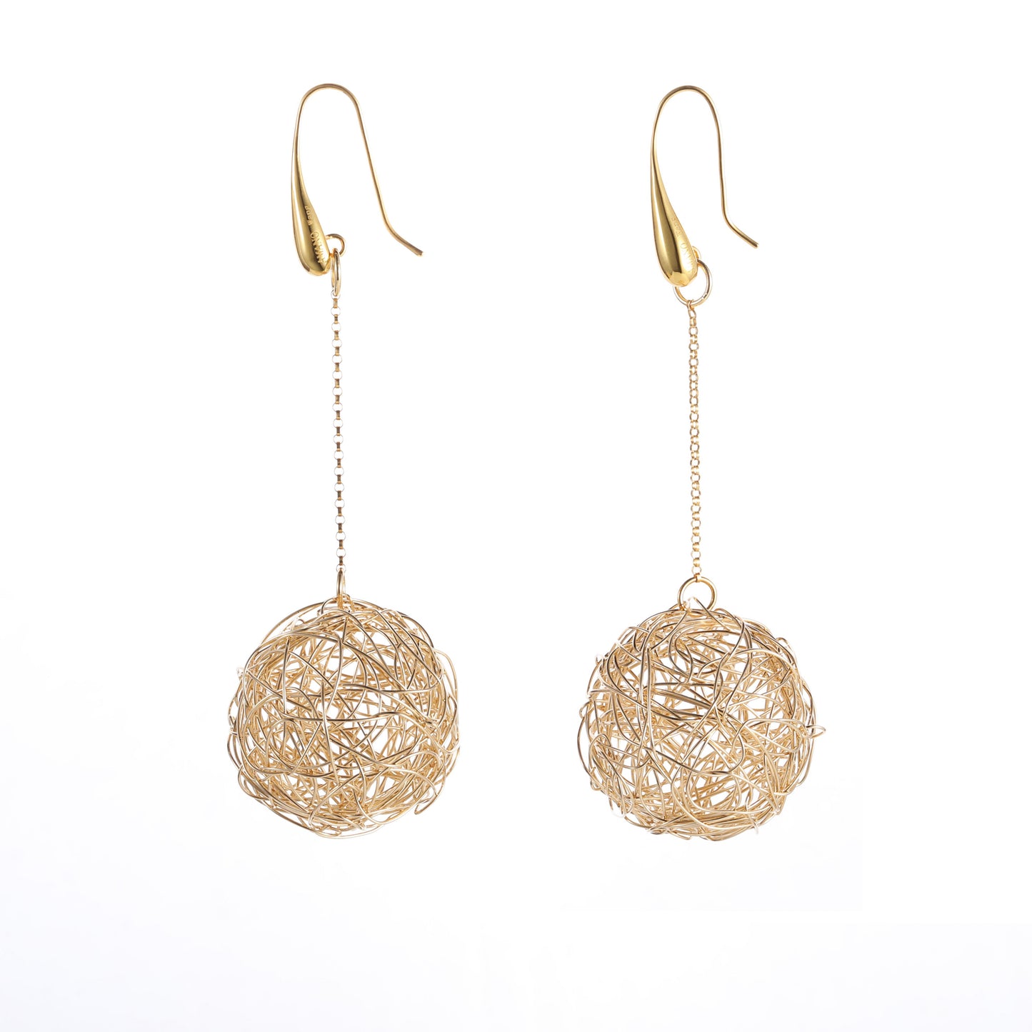 Texture Series - Gold Woven Bead Chain Pendant Earrings