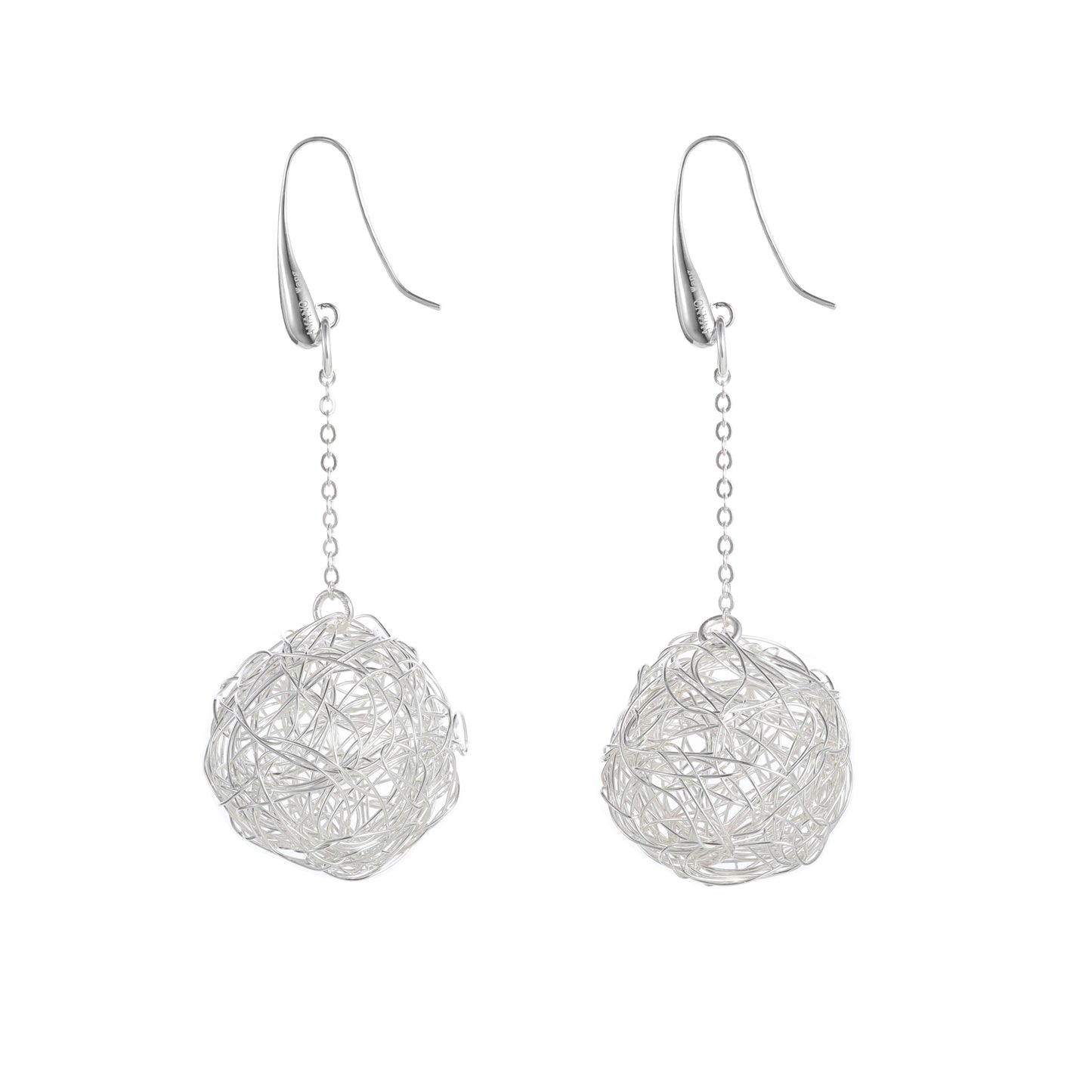 Texture Series - Silver Woven Bead Chain Pendant Earrings