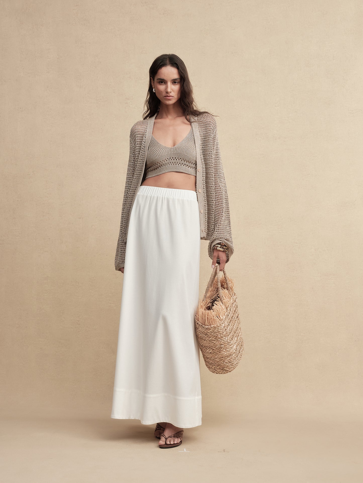 Gold-Dusted Knit Cardigan