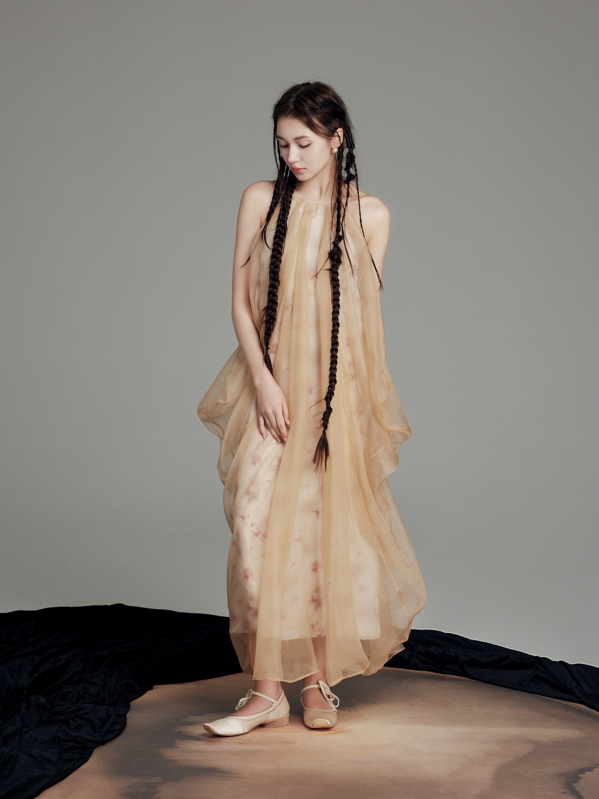 Apricot Halter Neck Dress - Stunning MARBLE EYE Design | LuMa Porter Apricot Halter Neck Dress - Stunning MARBLE EYE Design | LuMa Porter