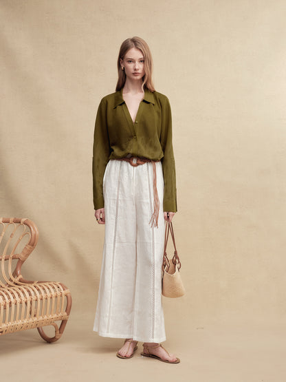 Chiffon Semi-sheer Knit Blouse
