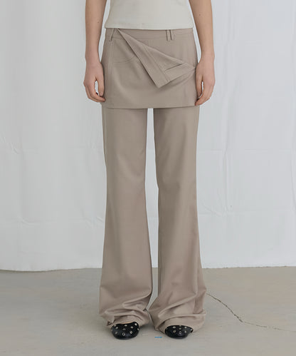 FOLDED SKIRTS OVER PANTS - BEIGE