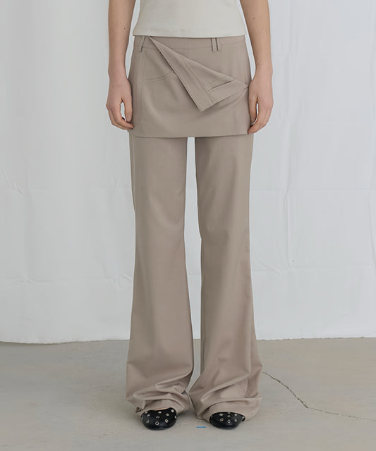 FOLDED SKIRTS OVER PANTS - BEIGE