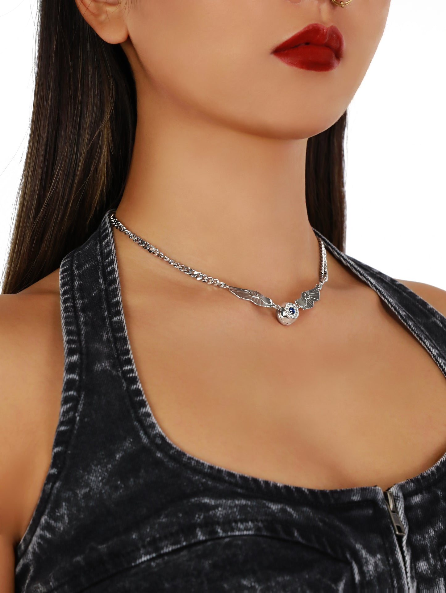 Tomorrow's Girl Series - Angel Eye Choker Necklace (Silver)