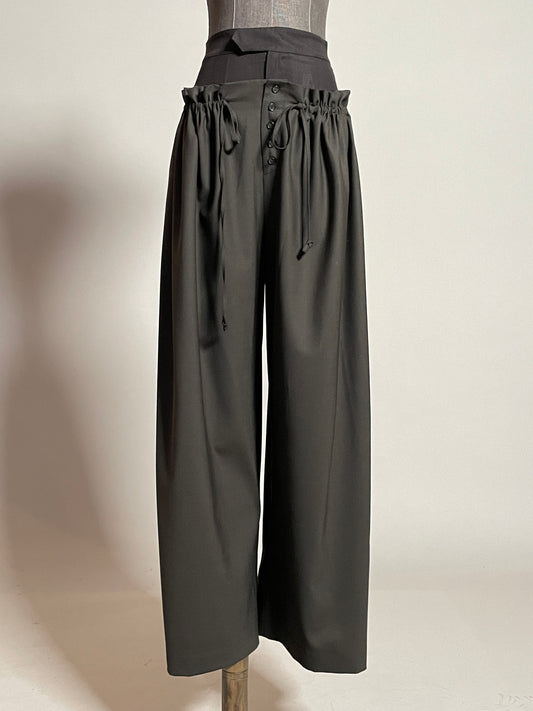 Fake Two-piece Western Trousers with Wide Legs