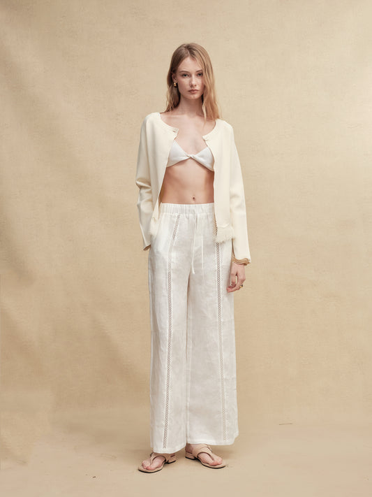 Timeless Capsule Linen Crochet Loose-Fit Pants
