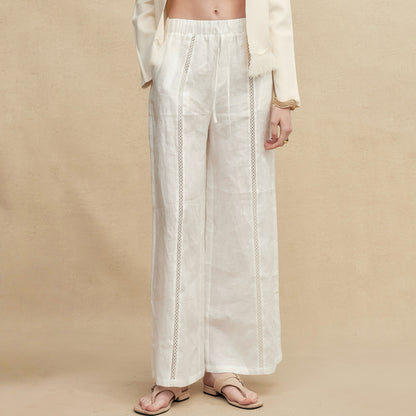 Timeless Capsule Linen Crochet Loose-Fit Pants