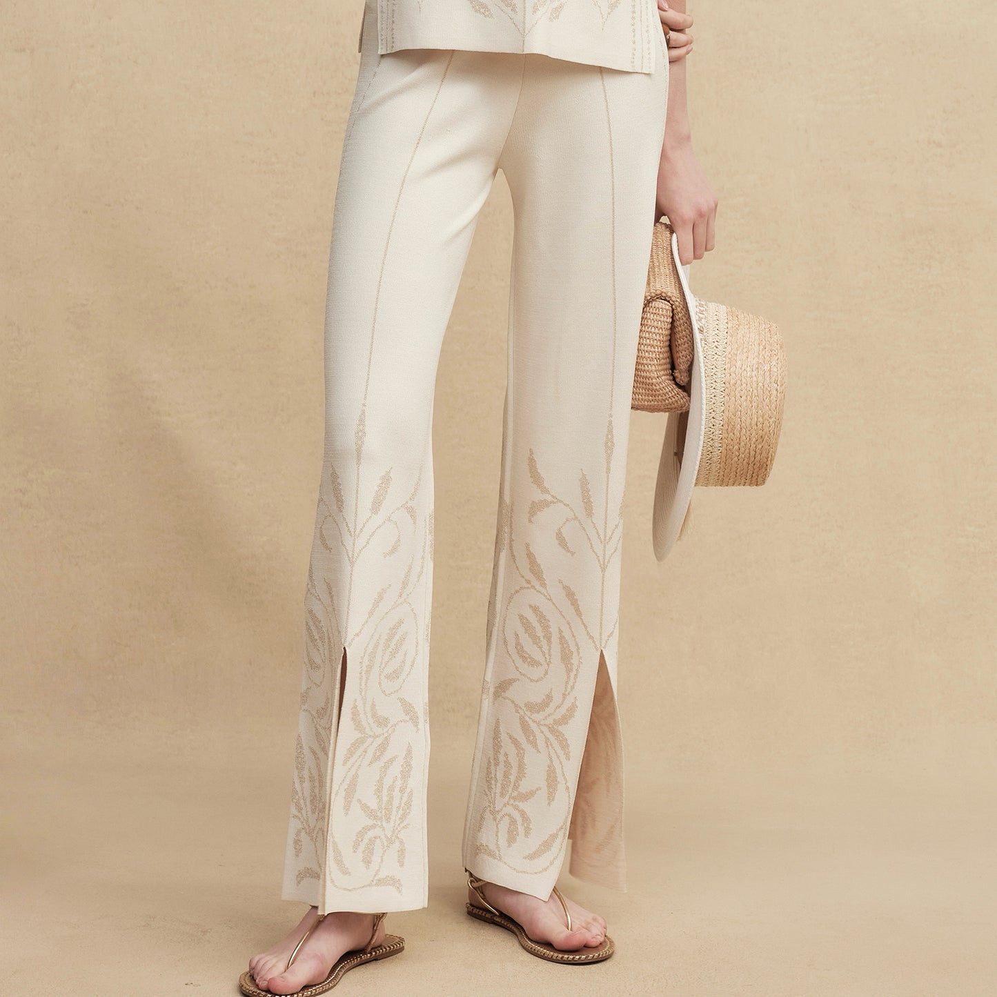Silk-Blend Jacquard Knit Pants