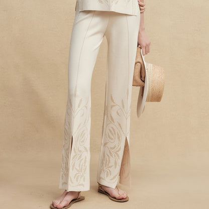 Silk-Blend Jacquard Knit Pants