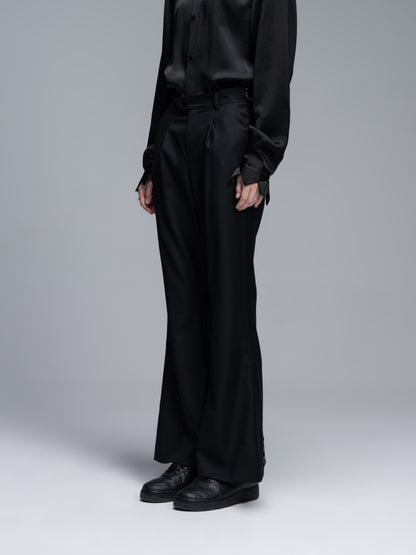 Wide-leg slit women's trousers